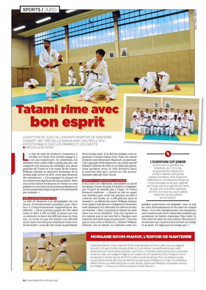 Image de l'actu 'Retrouvez L'ESN Judo dans le Nanterre Info du mois de Mai 2022'