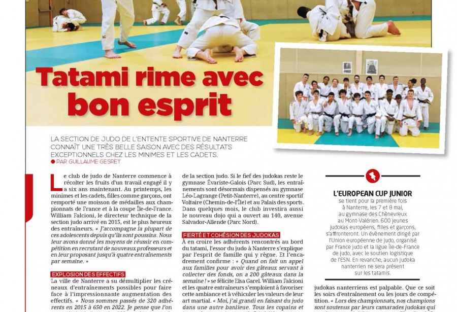 Retrouvez L'ESN Judo dans le Nanterre Info du mois de Mai 2022